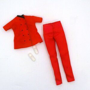 Vintage Barbie Red Pant Suit With White Shoes Fashion Set Career